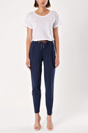 Blue Elastic wide cut pants 41348