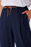 Blue Elastic wide cut pants 41348