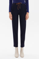 Navy Blue Elastic wide cut pants 41348
