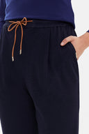 Navy Blue Elastic wide cut pants 41348