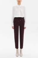 Dark Brown Elastic wide cut pants 41348