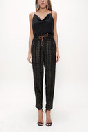 Patterned Elastic wide cut pants 41348