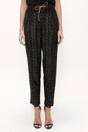 Patterned Elastic wide cut pants 41348