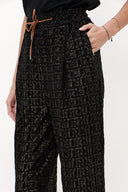 Patterned Elastic wide cut pants 41348