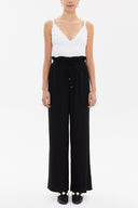 Black Wide cut elastic waist pants 41369