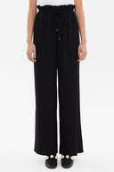 Black Wide cut elastic waist pants 41369