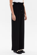 Black Wide cut elastic waist pants 41369