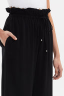 Black Wide cut elastic waist pants 41369