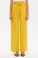 Yellow Wide cut elastic waist pants 41369