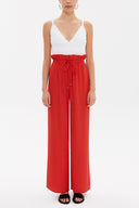 Red Wide cut elastic waist pants 41369