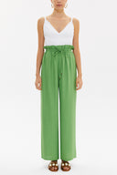 Green Wide cut elastic waist pants 41369
