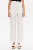Ecru Wide cut elastic waist pants 41369