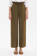 Khaki Wide cut elastic waist pants 41369