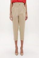 Camel Hair High waist  Pleated pants 41370