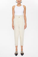 Milky Brown High waist  Pleated pants 41370