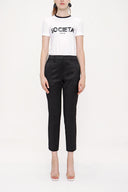 Black Elastic waist tube leg pants 41373