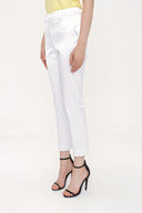 White Elastic waist tube leg pants 41373