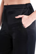 Black Wide cut trousers with elastic waist 41621