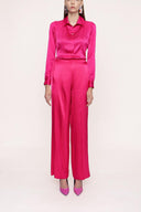 Fuchsia Wide cut trousers with elastic waist 41621