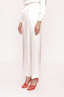 Ecru Wide cut trousers with elastic waist 41621