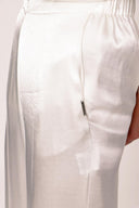 Ecru Wide cut trousers with elastic waist 41621