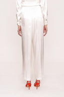 Ecru Wide cut trousers with elastic waist 41621