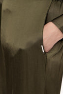 Khaki Wide cut trousers with elastic waist 41621