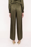 Khaki Wide cut trousers with elastic waist 41621