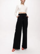 Black Wide cut trousers with elastic waist 41623