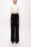 Black Wide cut trousers with elastic waist 41623