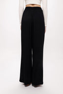 Black Wide cut trousers with elastic waist 41623