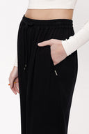 Black Wide cut trousers with elastic waist 41623