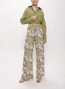 Beige Wide cut trousers with elastic waist 41623