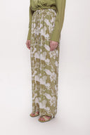 Beige Wide cut trousers with elastic waist 41623