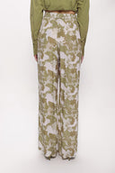 Beige Wide cut trousers with elastic waist 41623