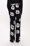 Black White Wide cut trousers with elastic waist 41623