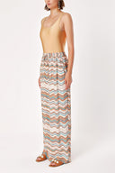 Patterned Wide cut trousers with elastic waist 41623