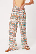 Patterned Wide cut trousers with elastic waist 41623