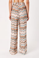 Patterned Wide cut trousers with elastic waist 41623