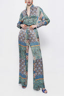 Patterned Wide cut trousers with elastic waist 41625