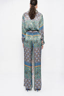 Patterned Wide cut trousers with elastic waist 41625