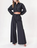 Black Wide cut trousers with elastic waist 41629