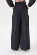 Black Wide cut trousers with elastic waist 41629