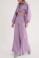 Lilac Wide cut trousers with elastic waist 41629