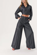 Anthracite Wide cut trousers with elastic waist 41629
