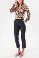 Black Elastic waist tube leg pants 41630