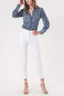 White Elastic waist tube leg pants 41630