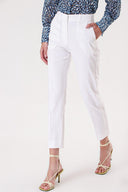 White Elastic waist tube leg pants 41630