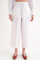 White Loose fit trousers with elastic waist 41645