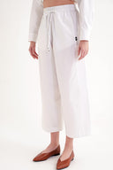 White Loose fit trousers with elastic waist 41645